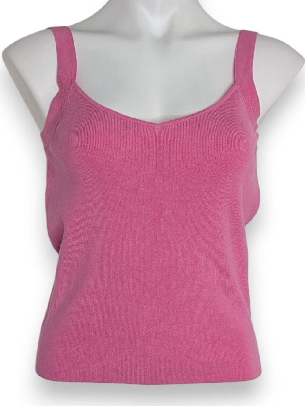 VTG Pink Knit Silk V Neck Crop Tank Top